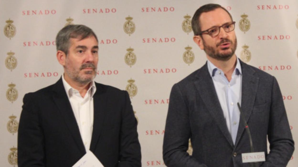 Fernando Clavijo, senador de Coalición Canaria, y Javier Maroto, portavoz del Partido Popular en el Senado