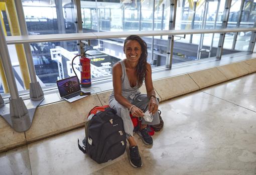 Guadalupe Castillo, antes de embarcar rumbo a Mallorca