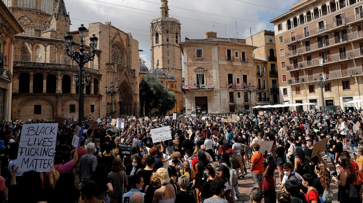 Imagen de la manifestación contra el racismo celebrada este domingo en Valencia