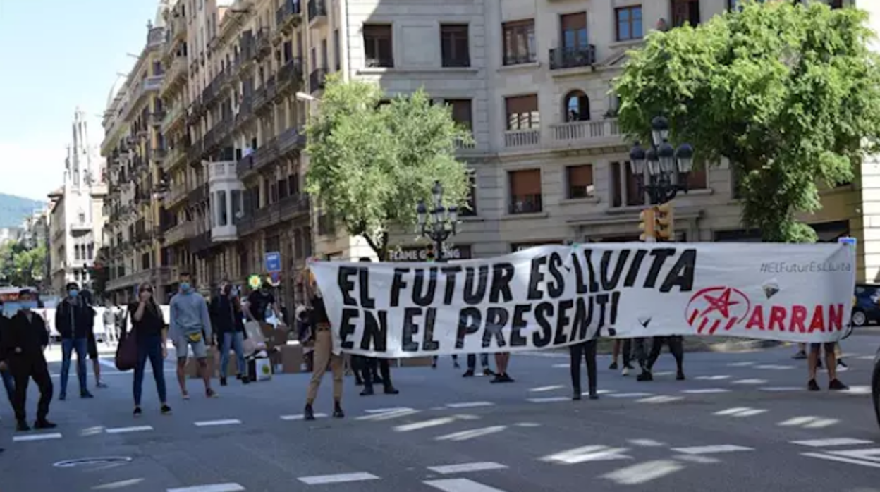 Manifestantes de Arran en Barcelona