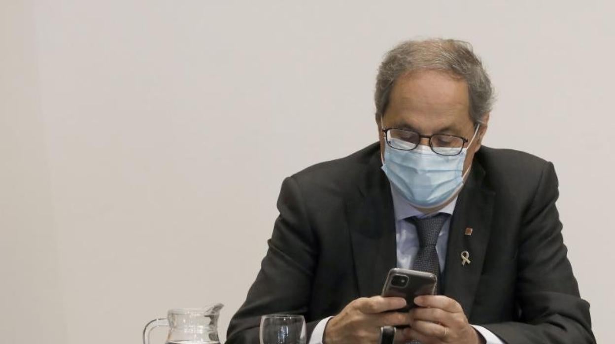 El presidente de la Generalitat, Quim Torra, este martes durante la reunión semanal del Gobierno catalán
