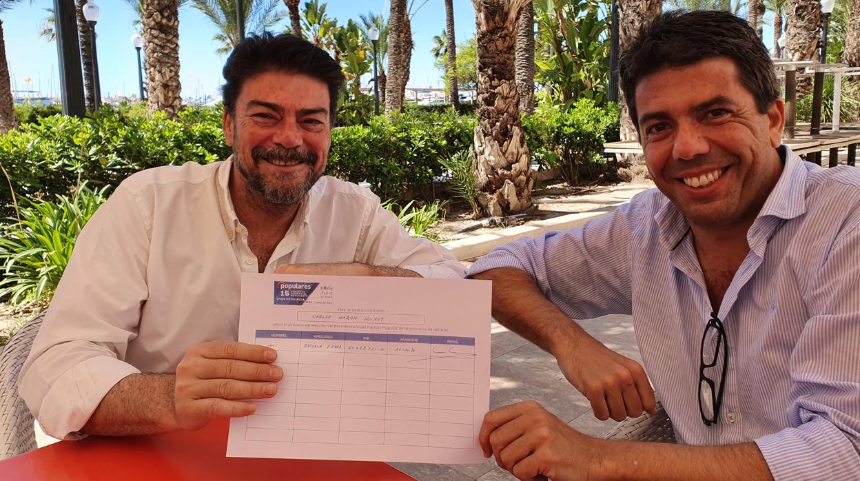 Barcala y Mazón este sábado en la Explanada de Alicante, con el aval para el congreso del PP