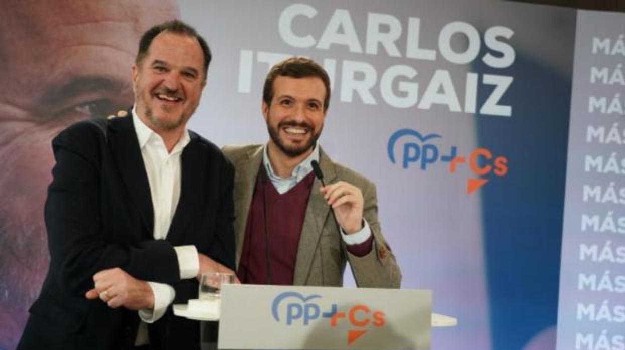 Carlos Iturgaiz y Pablo Casado, en precampaña en el País Vasco