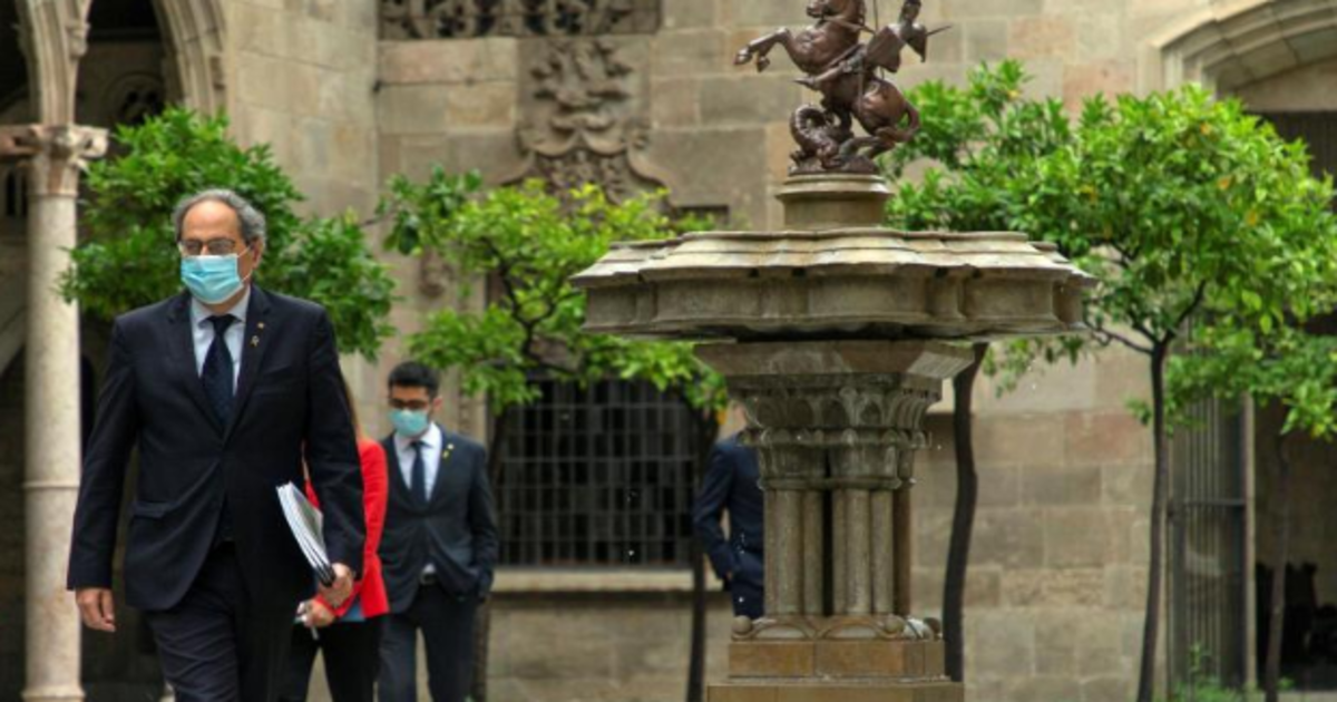 Torra, hoy, antes de la reunión del gobierno catalán