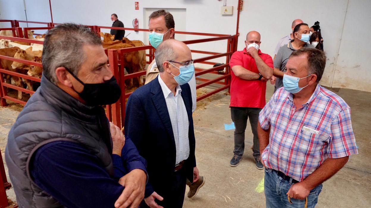 El presidente de la Diputación de Salamanca, Javier Iglesias, ha visitado el mercado de ganado
