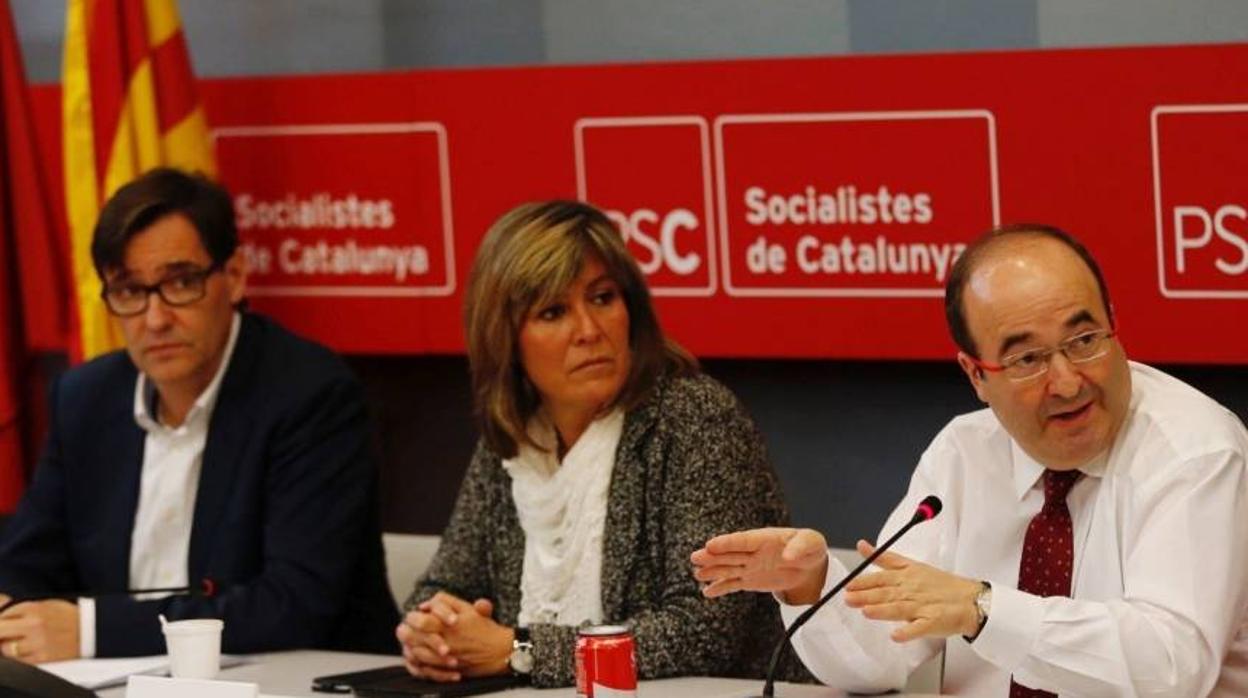 Iceta, Marín e Illa, en una reunión del PSC