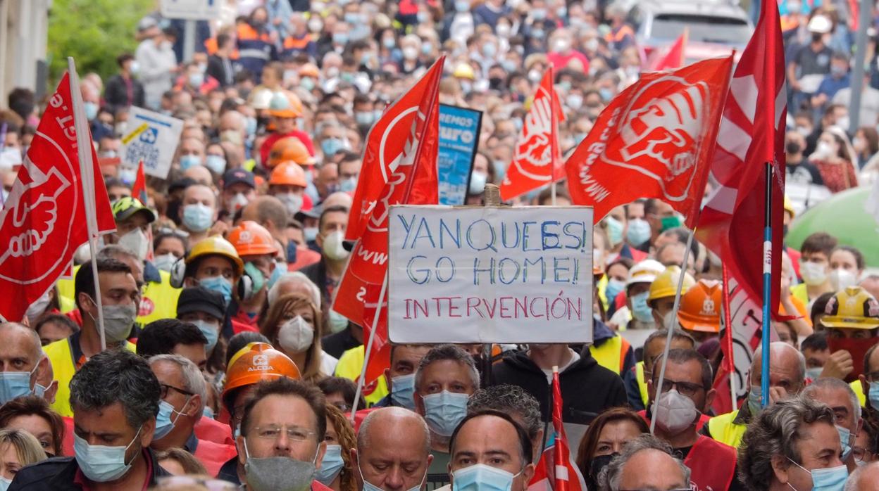 Protesta de los empleados de la fábrica de San Cibrao