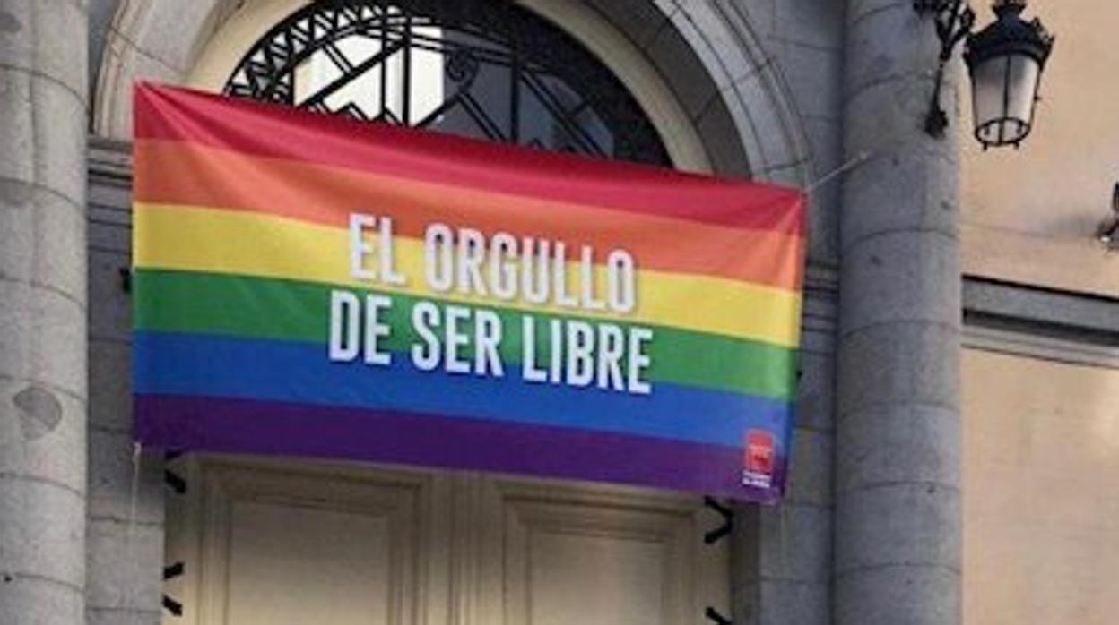 La bandera instalada en la sede de Vicepresidencia de la Comunidad de Madrid