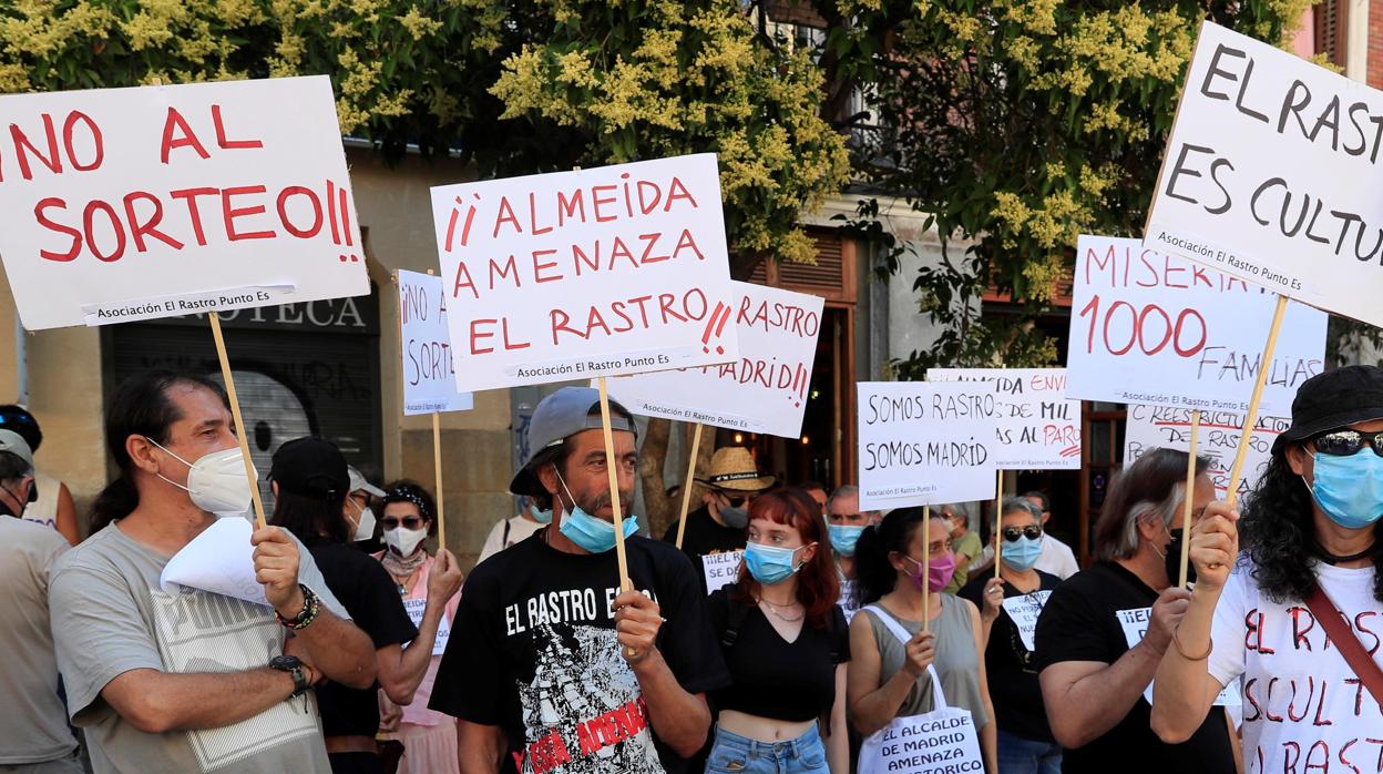 Protesta de los comerciantes del Rastro, hace dos semanas