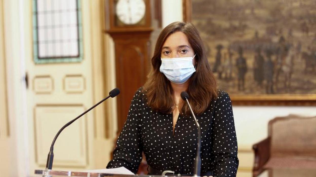 Inés Rey, alcaldesa de La Coruña, durante su rueda de prensa de este martes