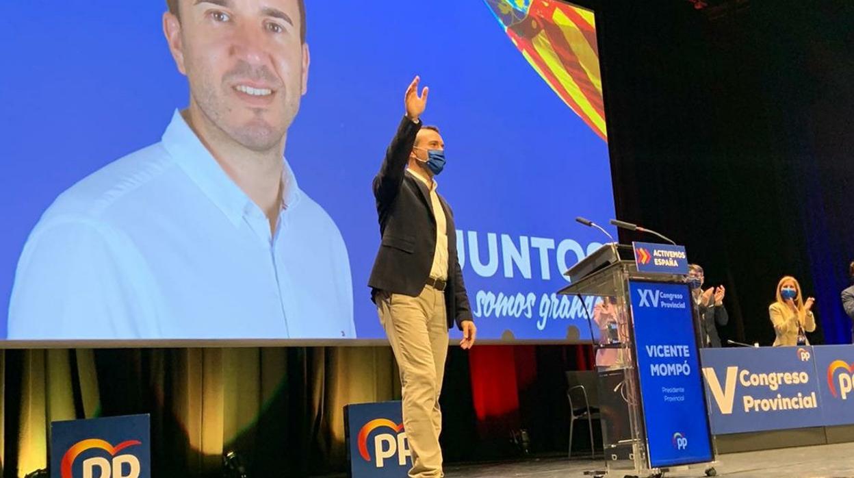 Imagen del nuevo presidente del PP en la provincia de Valencia, Vicente Mompó, tras su elección este sábado