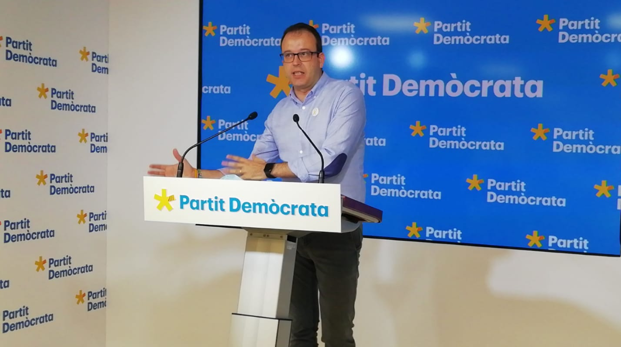 Marc Solsona, portavoz del PDECat, hoy, durante la rueda de prensa