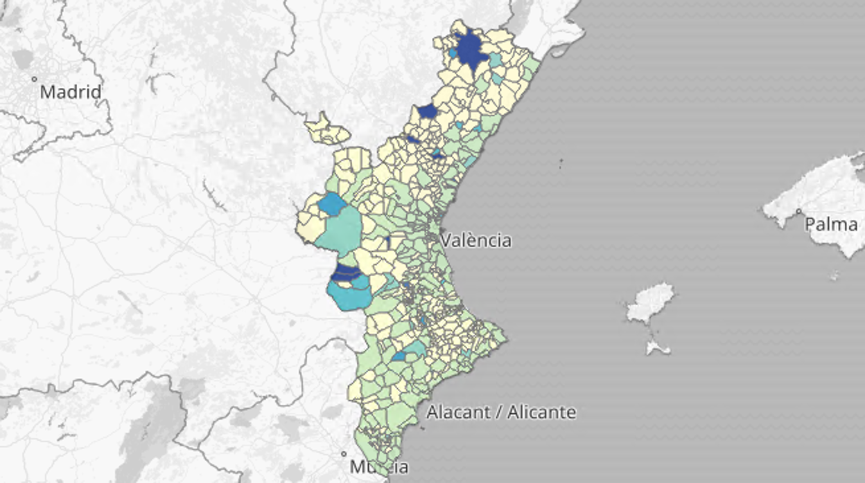 Imagen de la mortalidad acumulada por el coronavirus en la Comunidad Valenciana