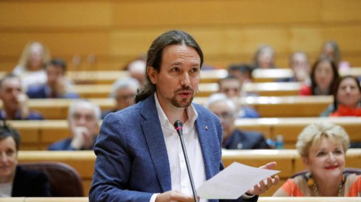 Pablo Iglesias, durante una comparecencia en el Senado