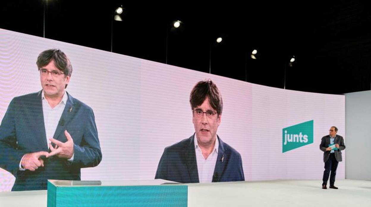 Puigdemont, desde Bruseles, en la presentación de su nuevo partido, Junts