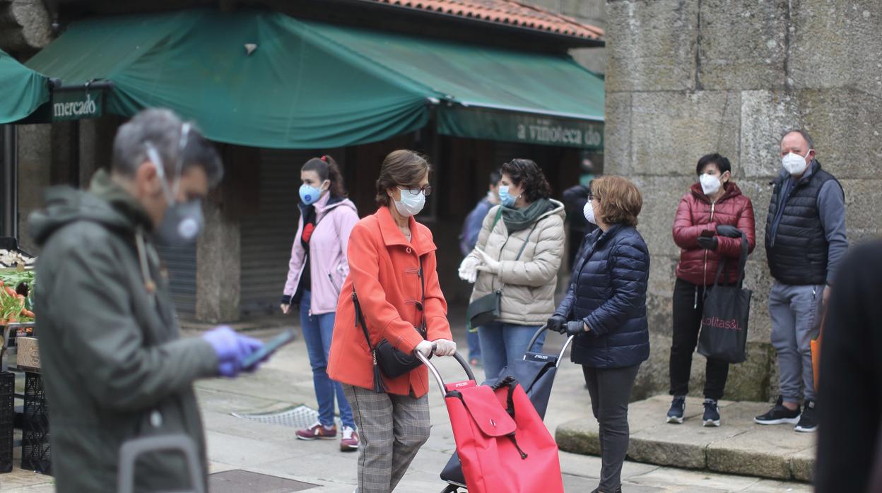 Ambiente en un mercado compostelano