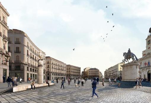 Recreación del proyecto de Linazasoro y Sánchez para reformar la Puerta del Sol