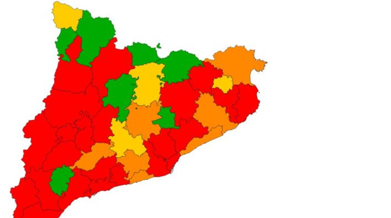 Detalle del riesgo actualizado en las comarcas catalanas