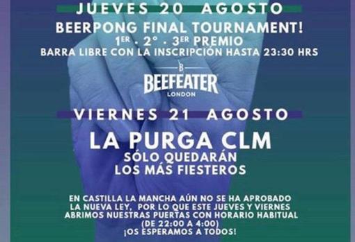 Cartel anunciador de la fiesta en la discoteca «La Isla» de Alcázar de San Juan