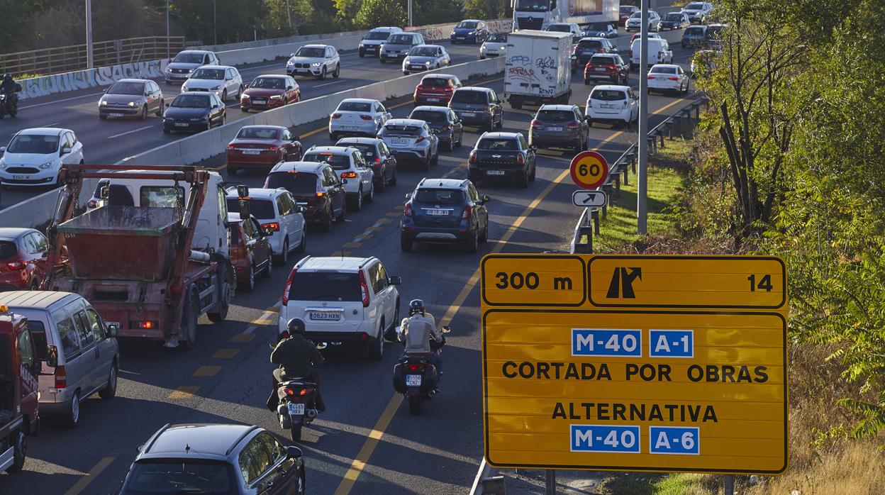 Atasco en la M-607, derivado de las obras en el nudo de Colmenar