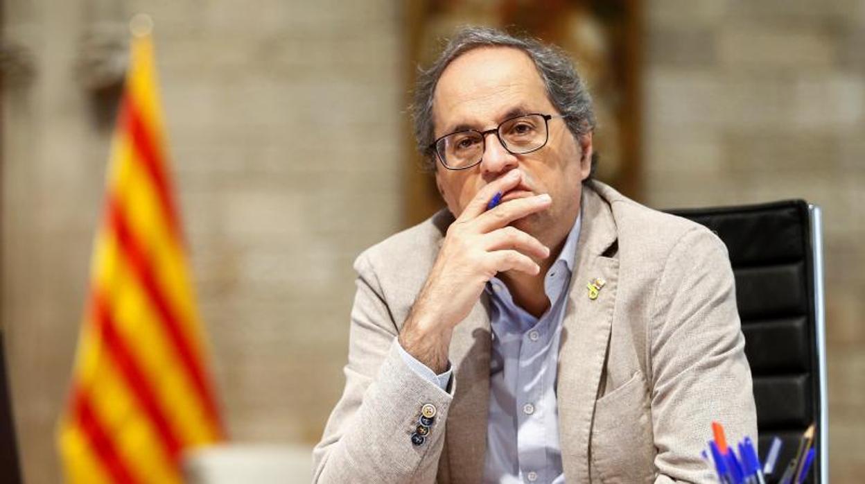 Torra, esta semana durante una reunión telemática desde el Palacio de la Generalitat