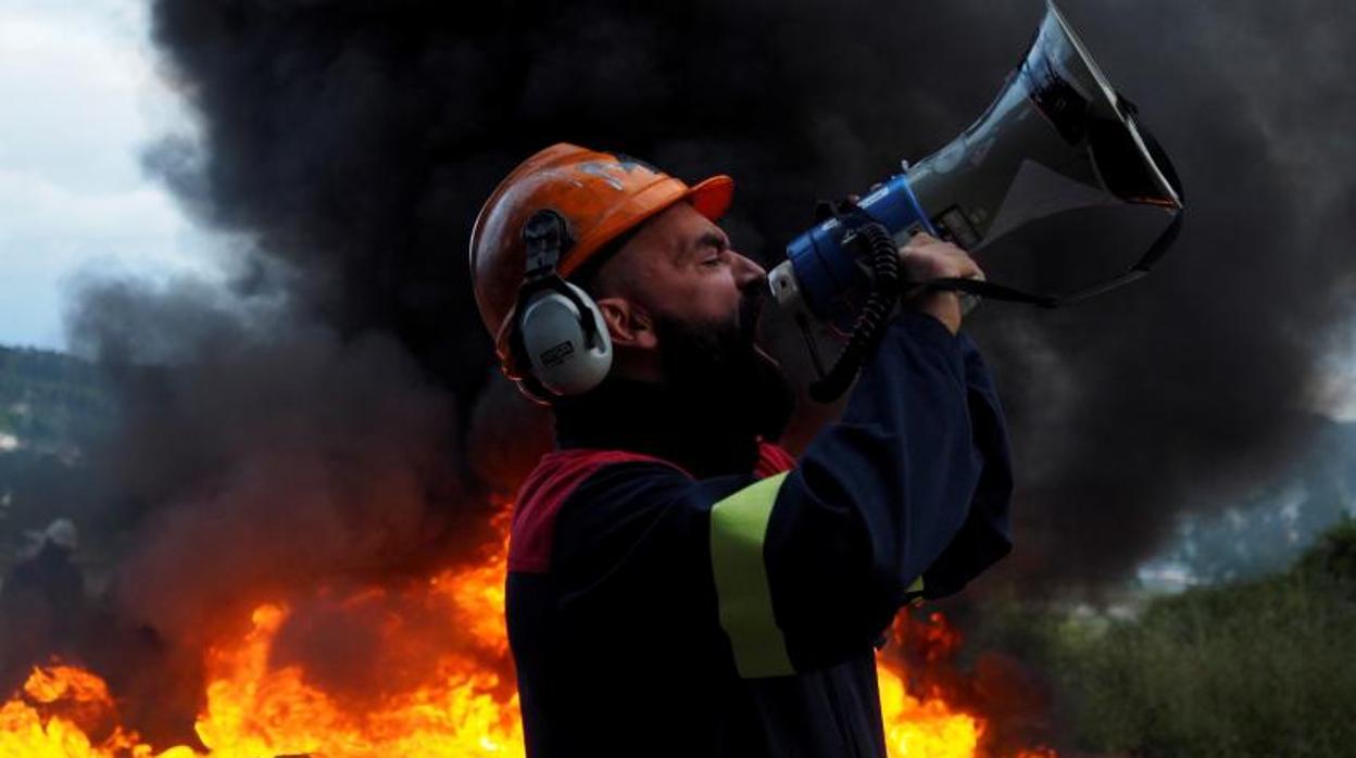 Protesta de los trabajadores de Alcoa este verano