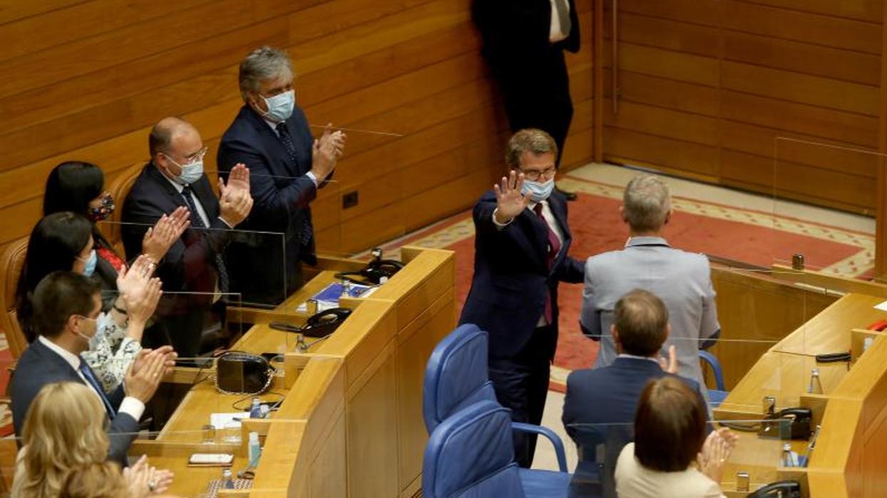 Feijóo, durante el pleno celebrado este jueves en el que fue investido presidente de Galicia