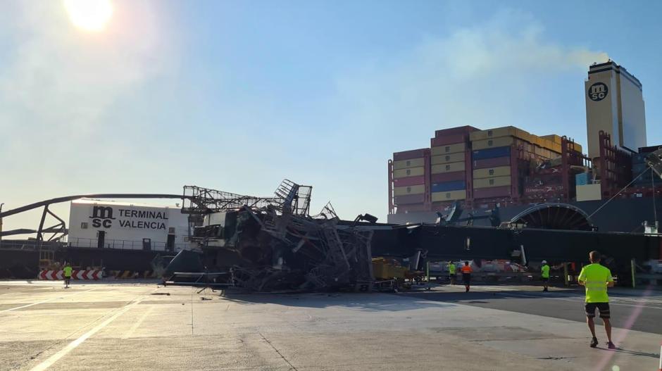 Vídeo: Un trabajador herido al caer al agua parte de una grúa del Puerto de Valencia