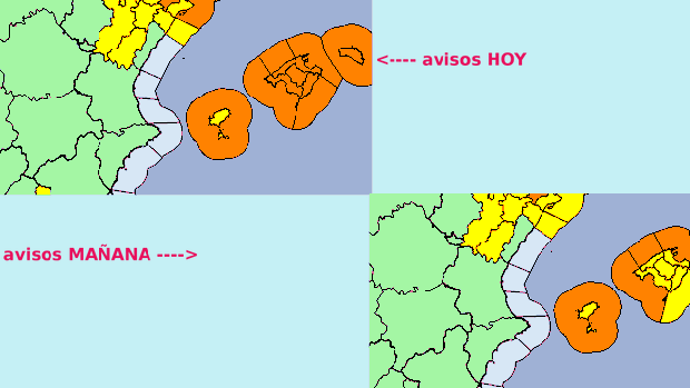 El tiempo en Valencia: mapa de alertas y de la bajada de las temperaturas para el fin de semana