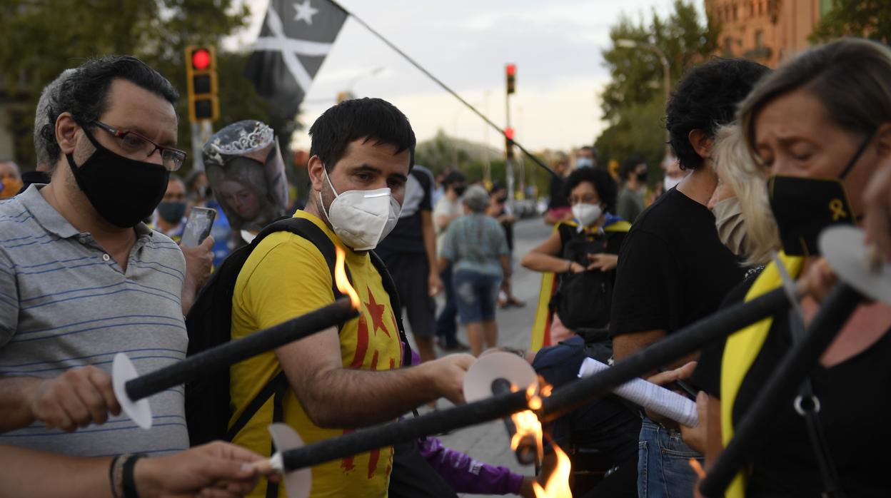 Manifestantes independentistas durante la última Diada