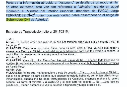 Informe que apunta a Fernández Díaz como el "Asturiano"