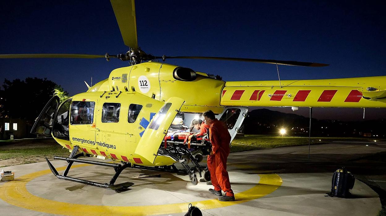 Un helicóptero del SEM, durante la pandemia