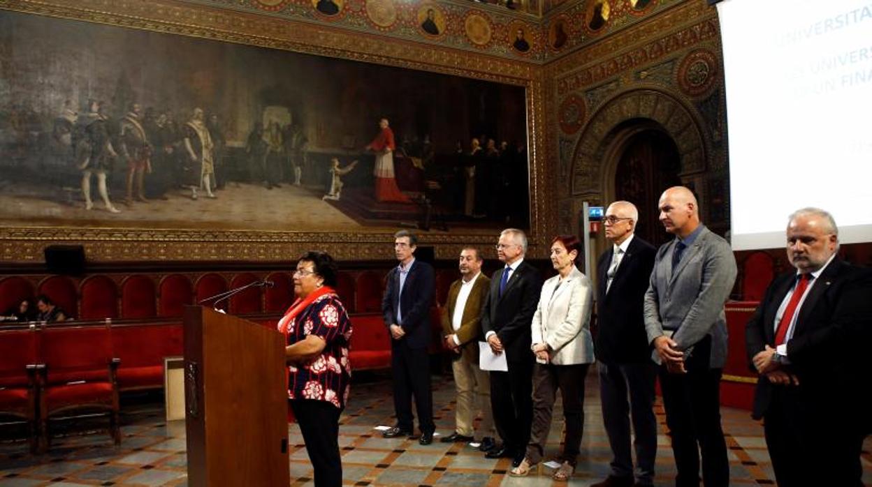 Los rectores de las universidades públicas catalanas, en un acto para reclamar más recursos