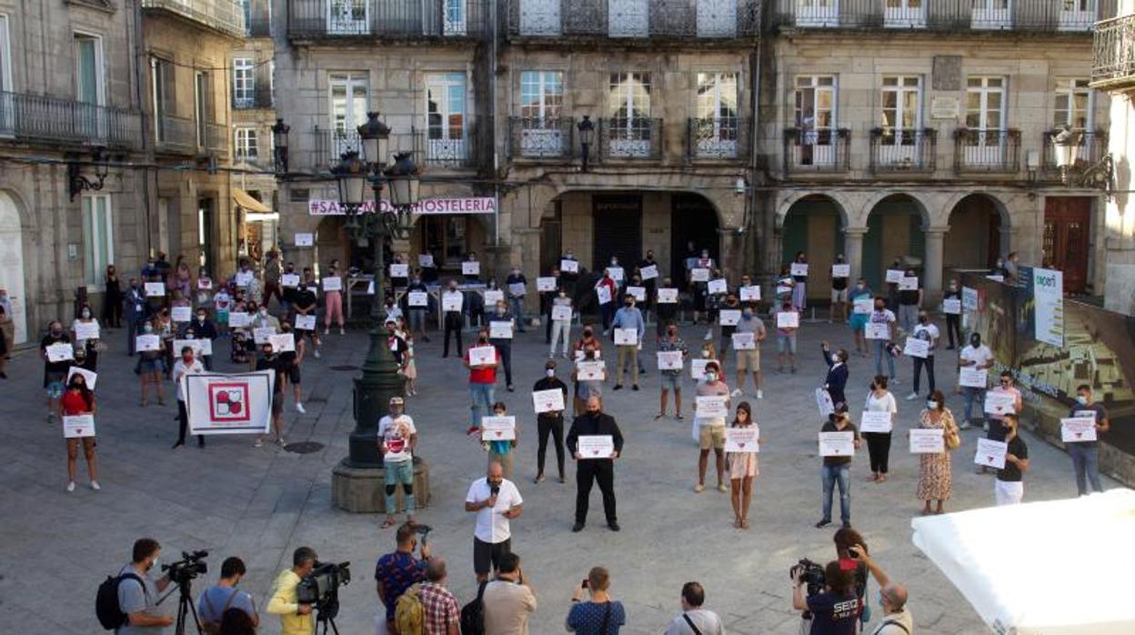 Protesta del ocio nocturno en Vigo, el pasado mes de septiembre