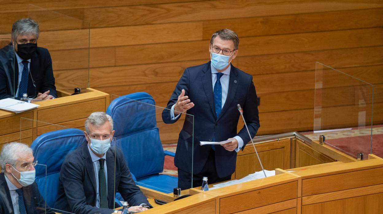 Feijóo, este miércoles durante la sesión de control en el Parlamento gallego