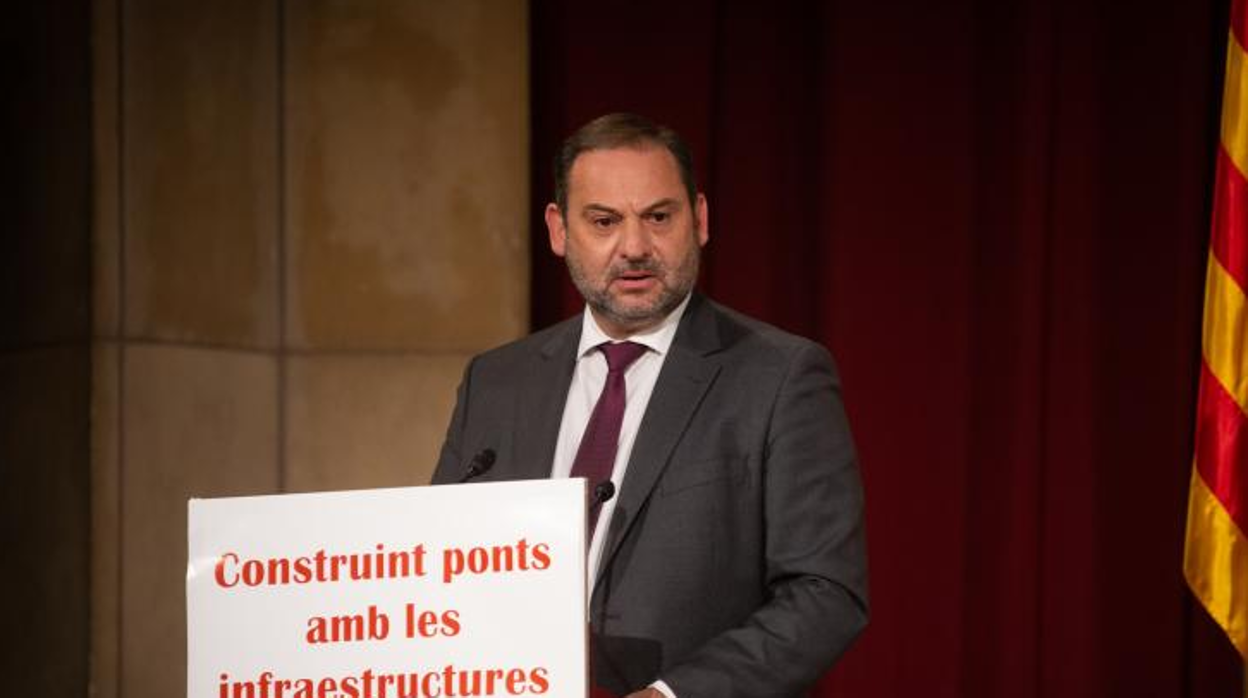 Jose Luís Ábalos, en la sede de la patronal Fomento del Trabajo en Barcelona, hoy