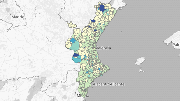 Mapa y listado por municipios de los rebrotes de coronavirus en Valencia, Alicante y Castellón