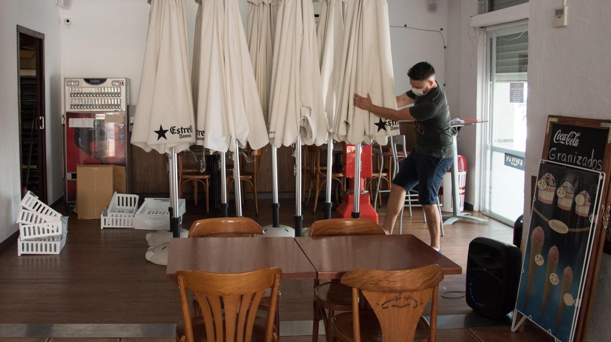 Un bar de Lérida, durante el confinamiento del pasado verano