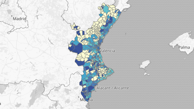 Mapa y listado de los nuevos rebrotes de coronavirus en Valencia, Alicante y Castellón