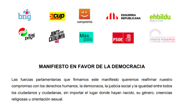 El PSOE estampa su firma junto a Bildu en un manifiesto «en favor de la democracia»