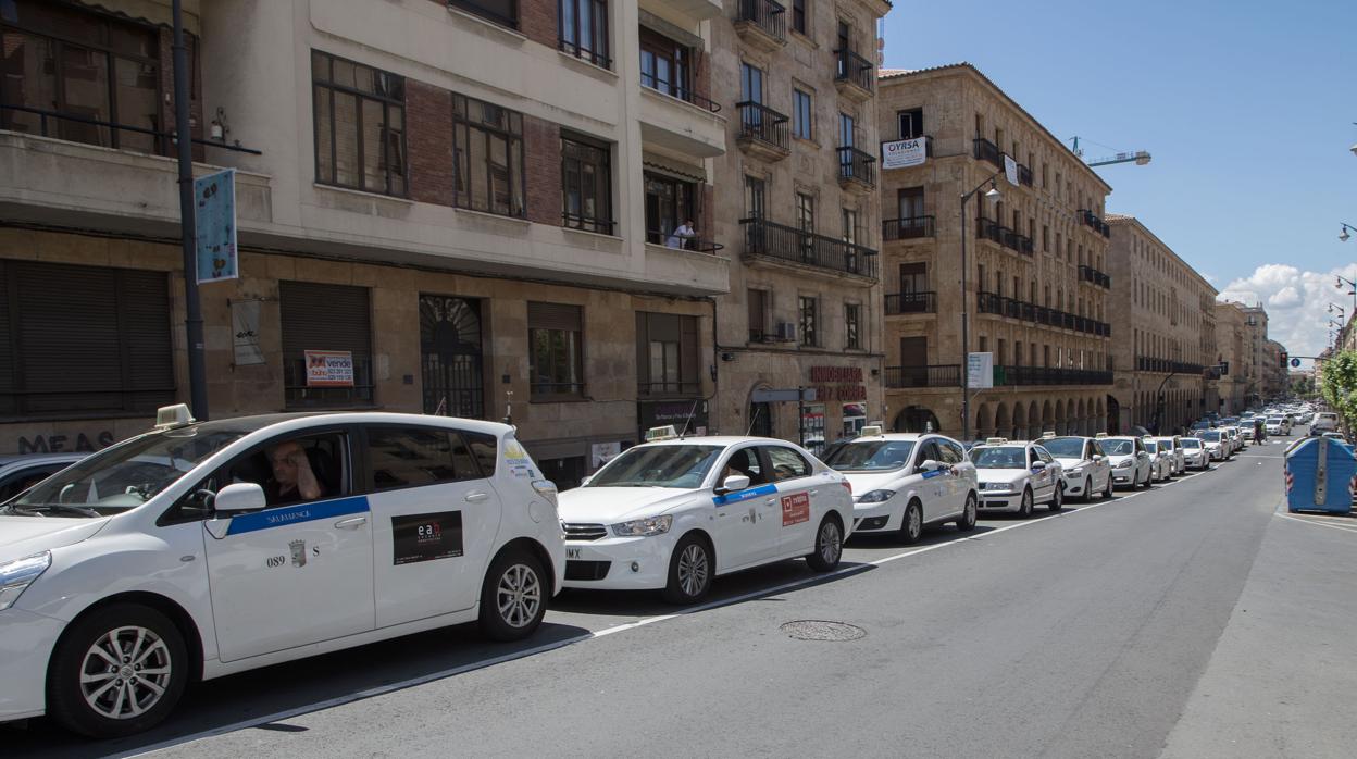 Taxistas en Salamanca en una imagen de archivo