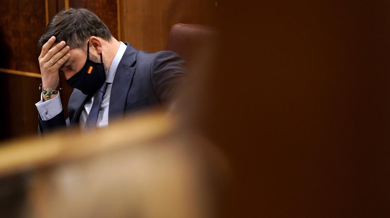 Santiago Abascal, durante la moción de censura