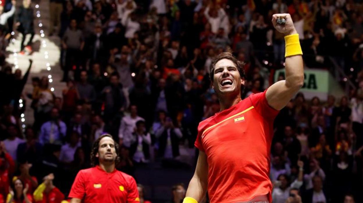 Rafael Nadal, en la Caja Mágica, durante la pasada edición de la Copa Davis