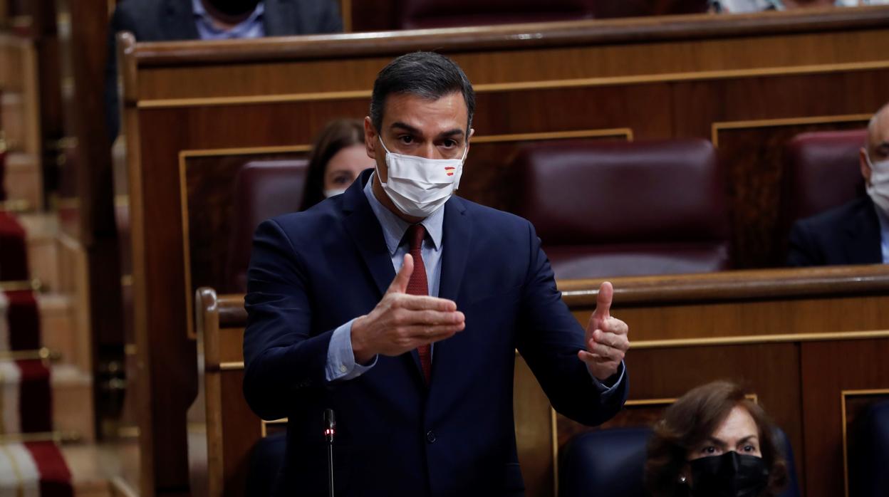 Pedro Sánchez, ayer durante la sesión de control en el Congreso