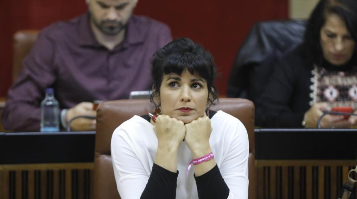 Teresa Rodríguez, en el Parlamento de Andalucía