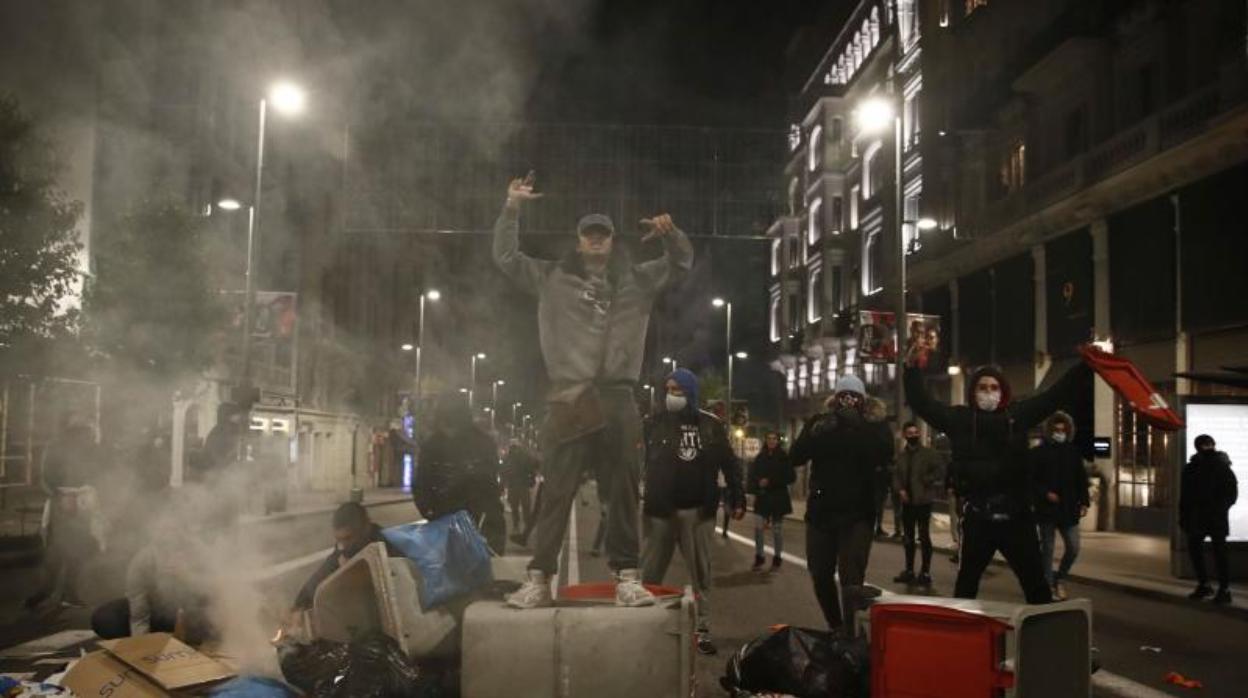 Disturbios en la Gran Vía de Madrid