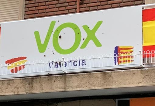 Imagen de la sede Vox en Valencia tomada este jueves