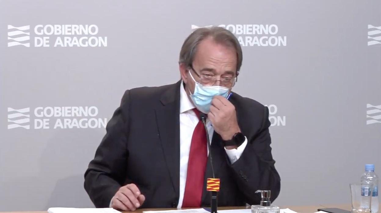 Carlos Pérez Anadón, consejero de Hacienda del Gobierno aragonés, durante la presentación de los presupuestos de 2021