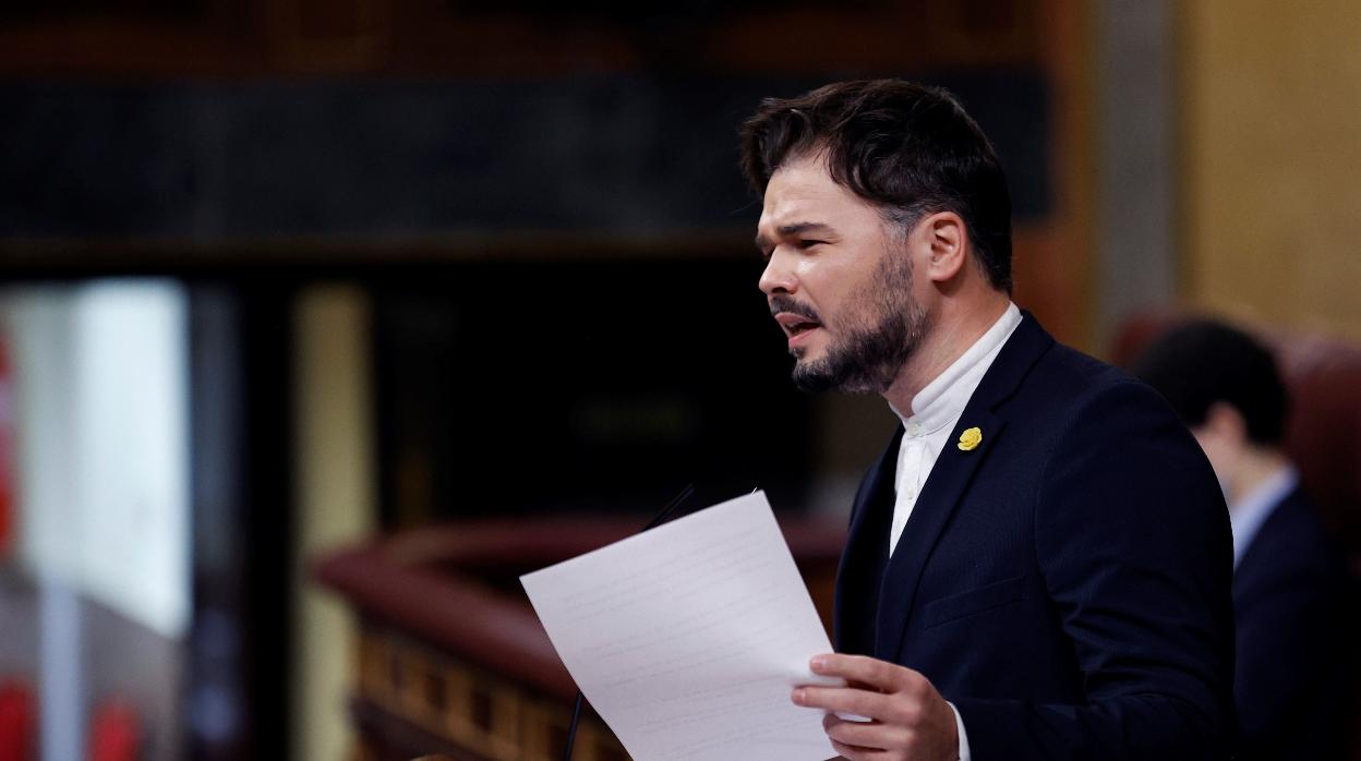 El portavoz de ERC en el Congreso, Gabriel Rufián, durante el debate de los Presupuestos