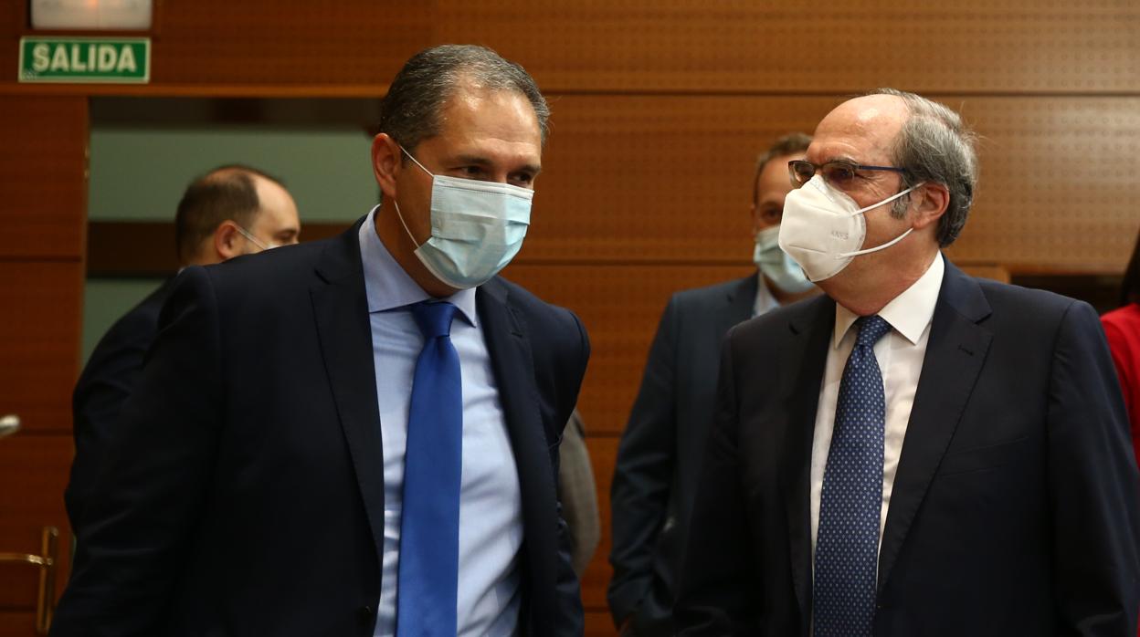 El portavoz del PSOE en la Asamblea, Ángel Gabilondo (dcha), junto al portavoz adjunto, José Cepeda